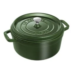 Staub Cocotte 24 Cm, Rund, Basilikum-Grün, Gusseisen