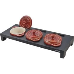 Staub Servierbrett Für 3 Mini-Cocottes, 42 Cm X 16 Cm, Fiberholz -Heimische Küche Verkäufe 11907 00 4