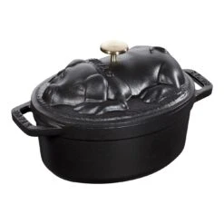 Staub Cocotte 17 Cm, Oval, Schwarz, Gusseisen