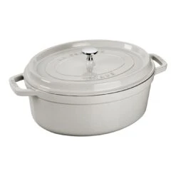 Staub Cocotte 37 Cm, Oval, Weisser Trüffel, Gusseisen