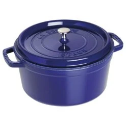 Staub Cocotte 28 Cm, Rund, Dunkelblau, Gusseisen