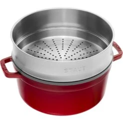 Staub Cocotte Mit Dämpfeinsatz 26 Cm, Rund, Kirsch-Rot, Gusseisen -Heimische Küche Verkäufe 40510601 1