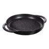 Staub Pure Grill 23 Cm, Rund, Schwarz, Gusseisen